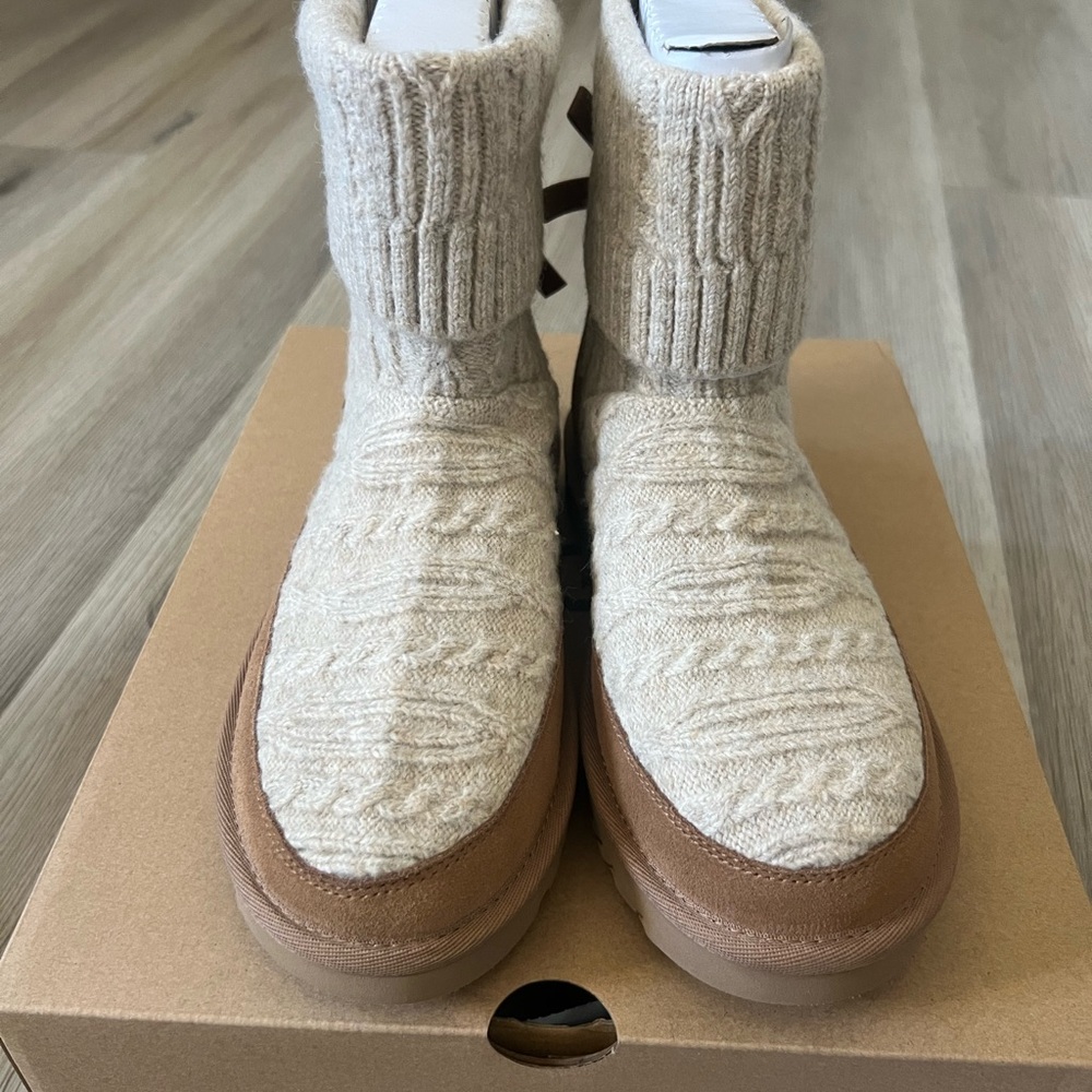 UGG Cream and Tan Over the Knee Boots